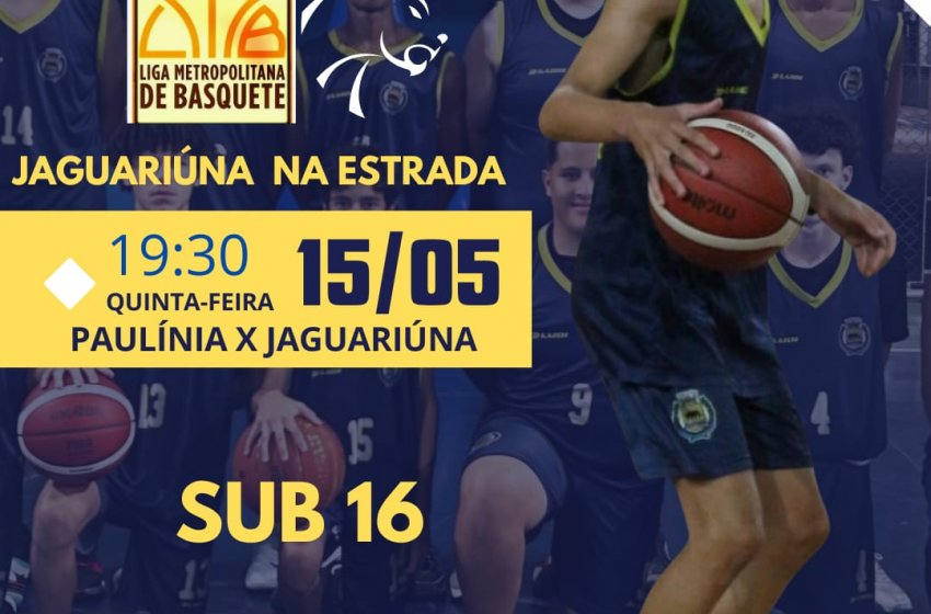 BASQUETE SUB 16 DE JAGUARIÚNA TEM DESAFIO NESTA QUINTA PELA LIGA 