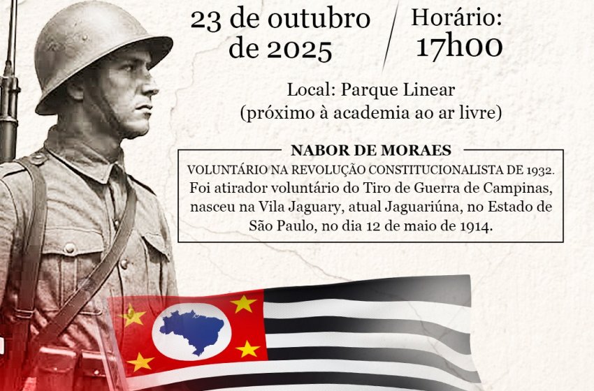 JAGUARIÚNA VAI INAUGURAR MONUMENTO A EX-COMBATENTE DA REVOLUÇÃO DE 1932